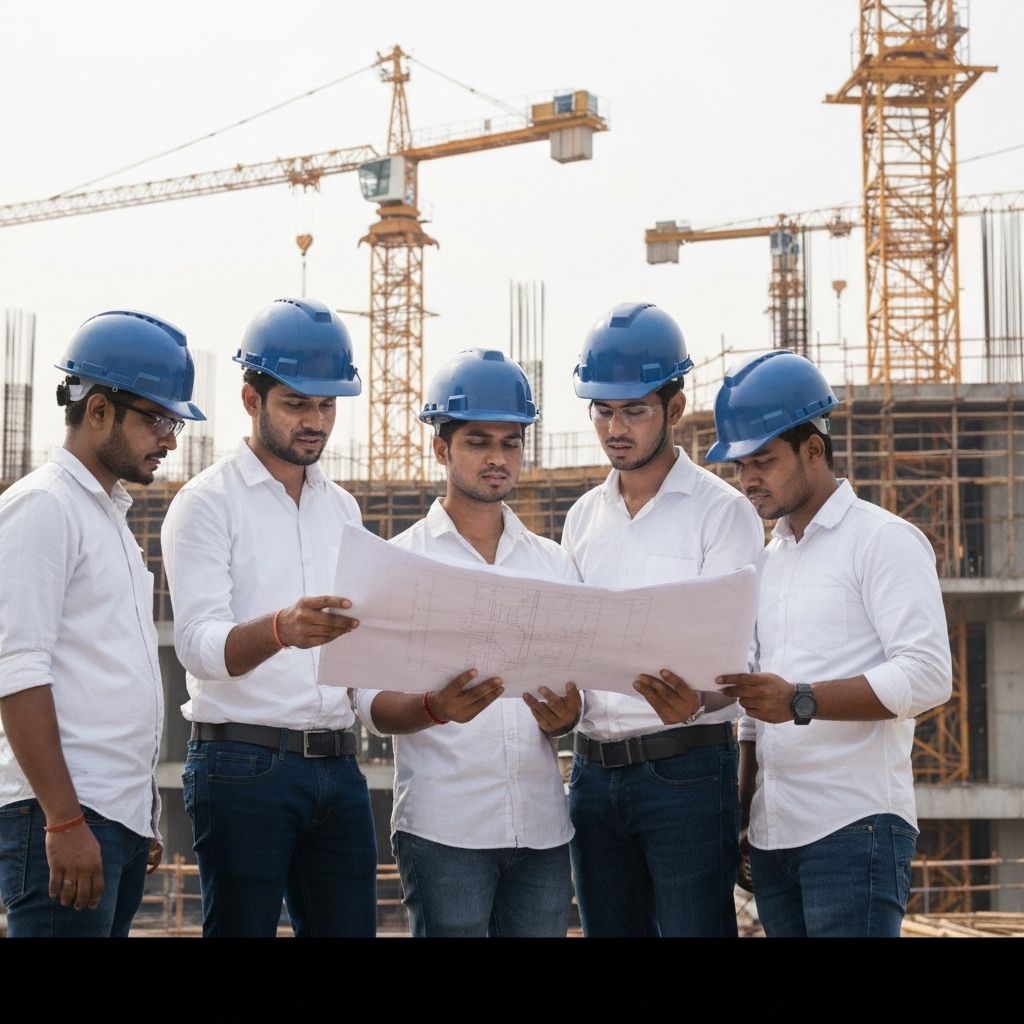Engineers at construction site